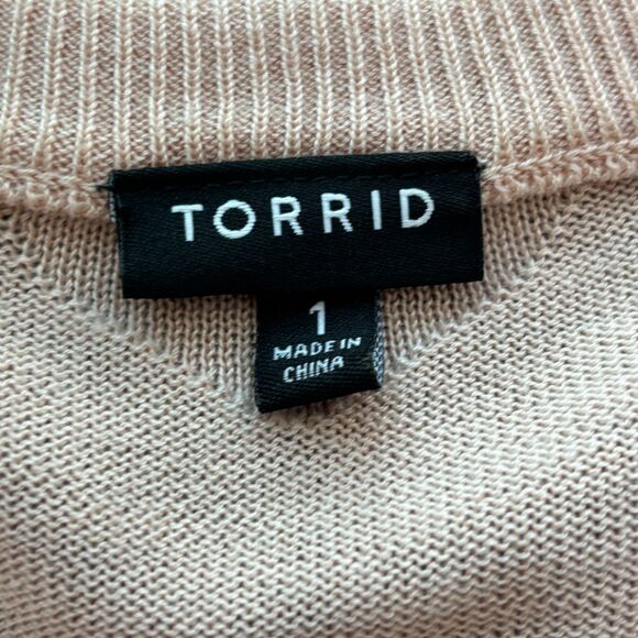 Torrid Jacquard Blush Pink V-Neck Heart Pull Over Sweater Hi Lo Hem Plus Size 1X - Picture 13 of 16